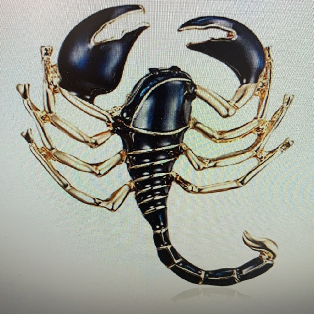 Scorpion brooch Pin Navy Blue & Gold